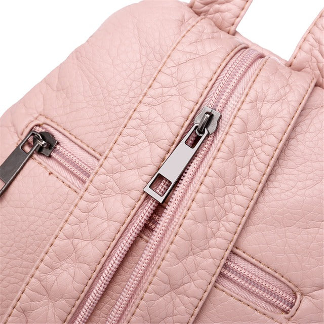 Mochila de cuero para gatos, cartable femenino lindo rosa 