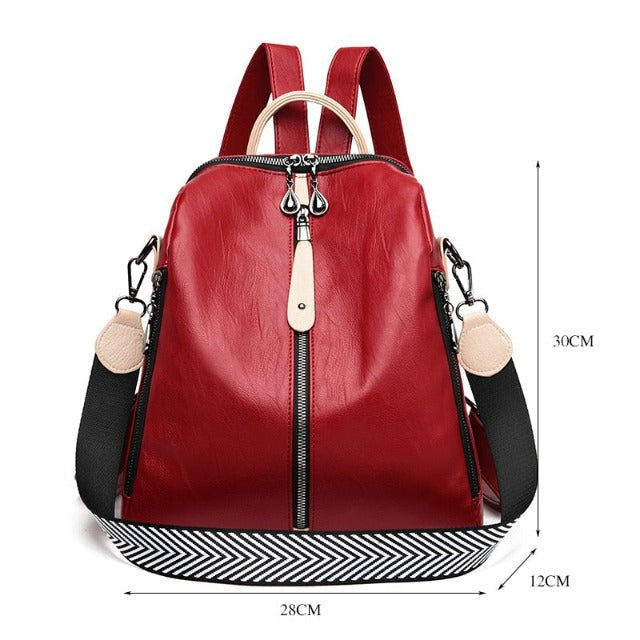 Mochila de Cuero Cartable Mujer Negro 