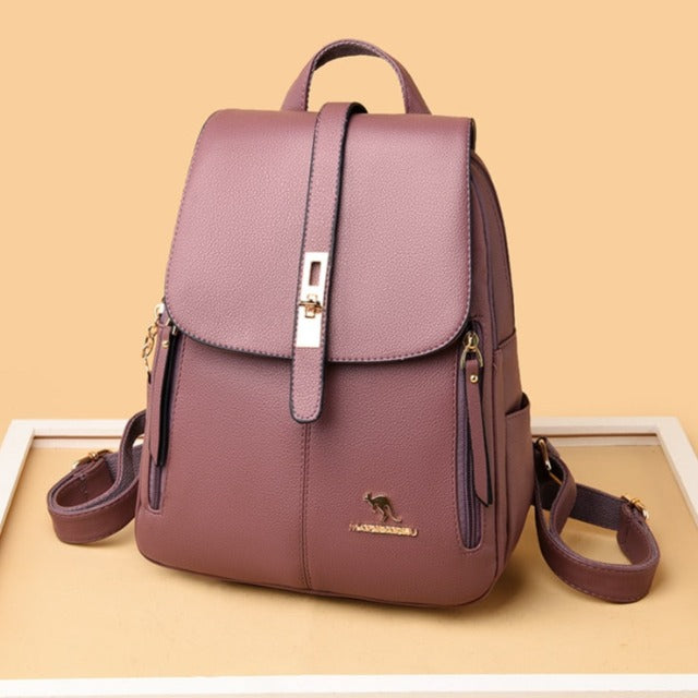 Bolso Mochila Mujer de Cuero Lila - Violeta Claro