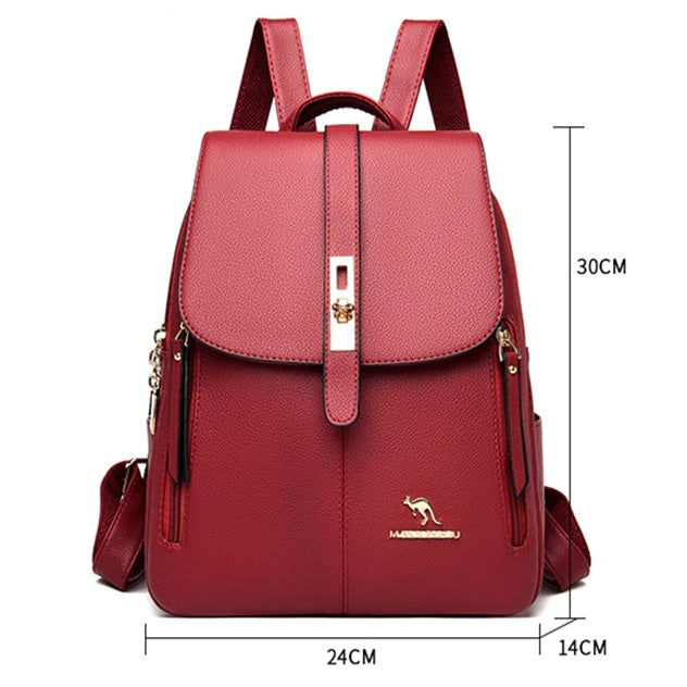 Mochila de Mujer de Cuero Negro 