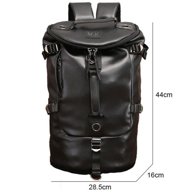 Mochila de cuero para hombre marrón de viaje 