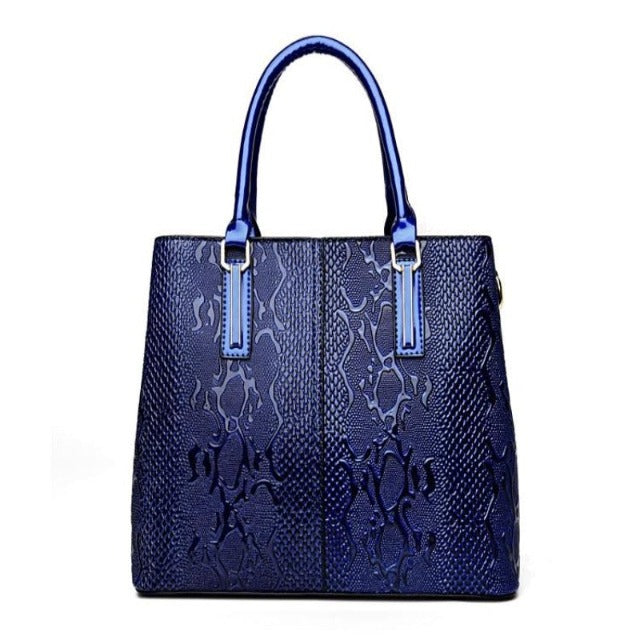 Bolso Tote de Cuero Azul 