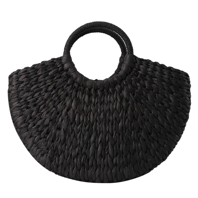 Bolso tote de ratán negro