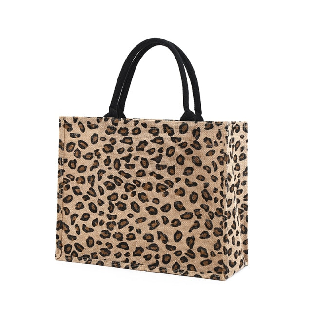 Bolsa de tela con estampado de leopardo
