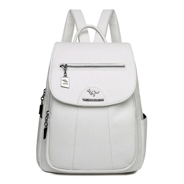 Bolso Mochila de Cuero para Mujer Blanco