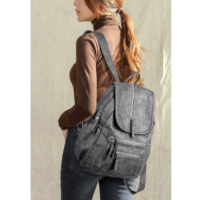Bolso de bolsillo de cuero para mujer gris 