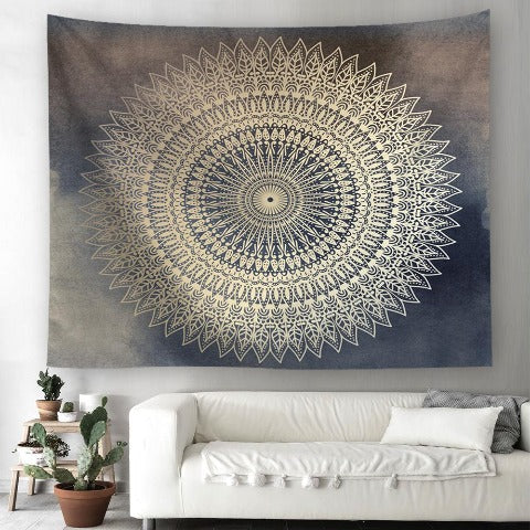 Tapiz Mandala Blanco y Negro